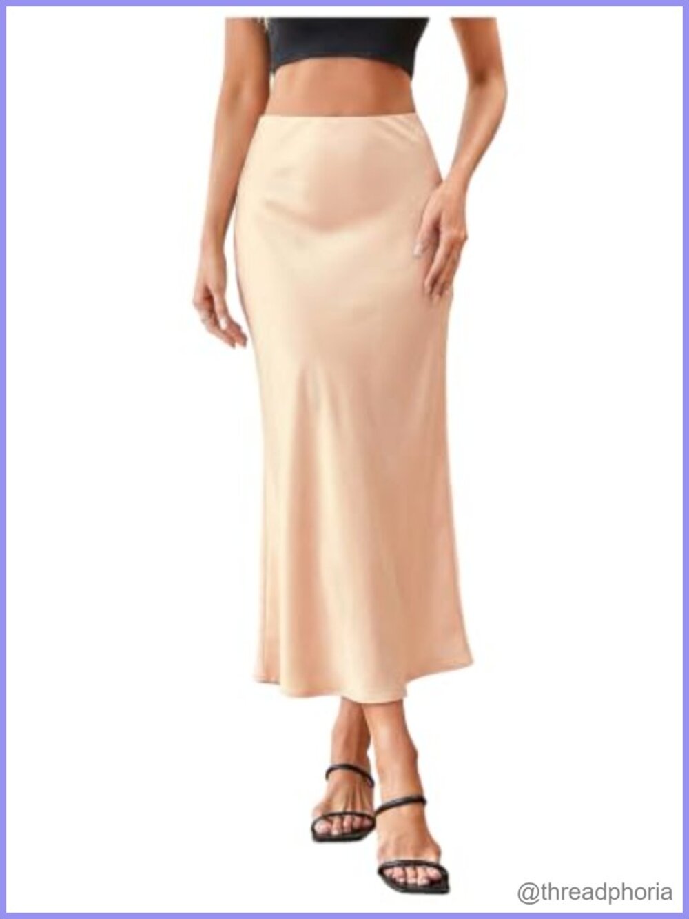 Satin High Waisted Fishtail Flowy Midi Skirt A-Line Elegant Party